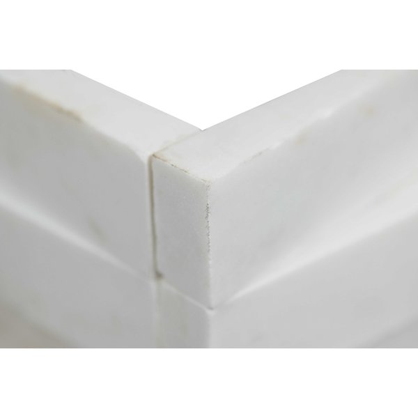 Msi Cosmic White "L" Corner 3D Wave Ledger Panel "6 X 18" Honed Marble Wall Tile, 4PK ZOR-PNL-0031